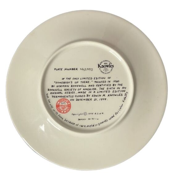 Norman Rockwell “Somebody’s Up There,” Vintage Limited Edition 1979 Plate - Picture 5 of 12